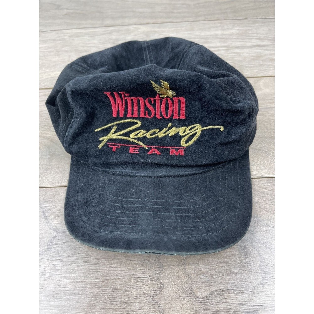 Vintage Winston Racing Team Snapback Hat Cap Velvet Embroidered 90s NASCAR